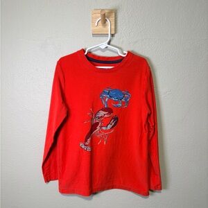 Tea Collection Red Long Sleeve Tee with Crab Design